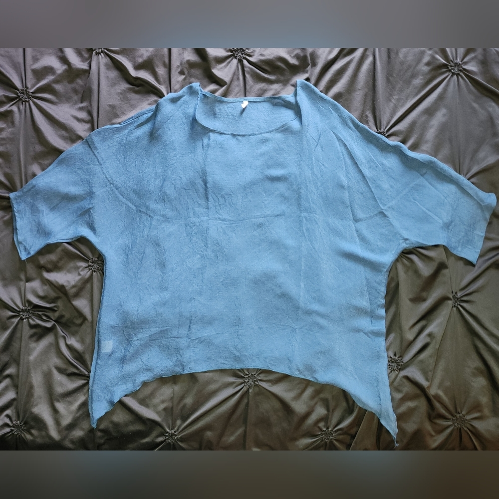 XXL blue batwing peasant top NWOT